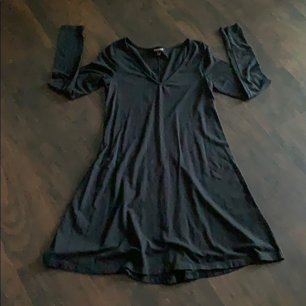 Express Black V-Neck Long Sleeve Dress